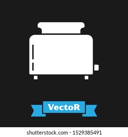 White Toaster with toasts icon isolated on black background.  Vector Illustration