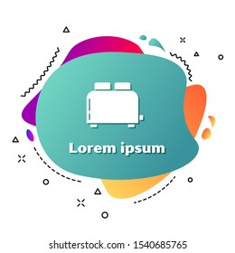 White Toaster with toasts icon isolated on white background. Abstract banner with liquid shapes. Vector Illustration