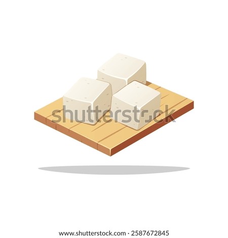 White tofu pieces vector isolated on white background.