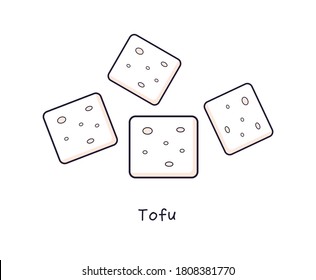 White tofu soy bean curd diced isolated vector