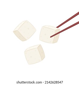 White Tofu vector. Tofu cartoon style isolated on white background. Vegetarian nutrition, healthy food.