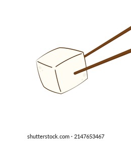 White Tofu vector. Tofu cartoon style isolated on white background. Vegetarian nutrition, healthy food.