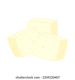 White Tofu vector. Tofu cartoon style isolated on white background. Vegetarian nutrition, healthy food.