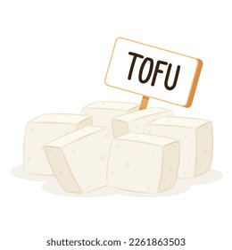 White Tofu vector. Tofu cartoon style isolated on white background. Vegetarian nutrition, healthy food.