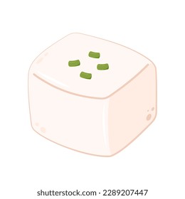 White Tofu vector. Tofu cartoon style isolated on white background. Vegetarian nutrition, healthy food.	