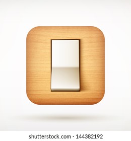 white toggle switch app icon on rounded corner wooden square eps10 vector illustration