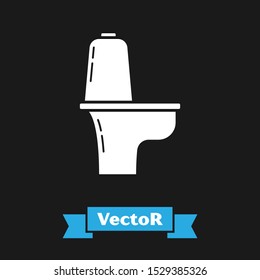 White Toilet bowl icon isolated on black background.  Vector Illustration