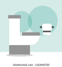 white toilet bowl and paper cartoon bathroom