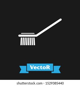 White Toilet brush icon isolated on black background.  Vector Illustration