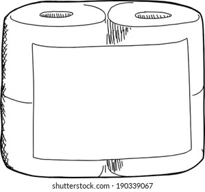 White toilet paper package with blank label on isolated background