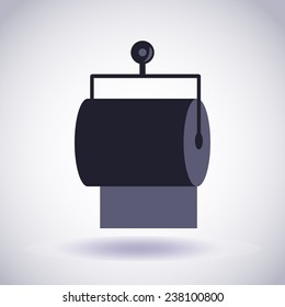 White toilet paper roll. Holder. Vector illustration