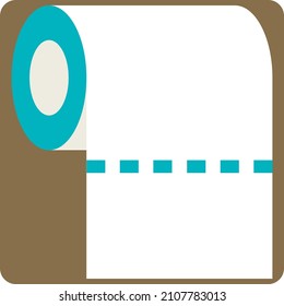 White toilet paper roll, illustration, vector on a white background.