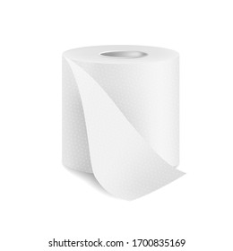 White Toilet Paper Roll, Vector Icon.