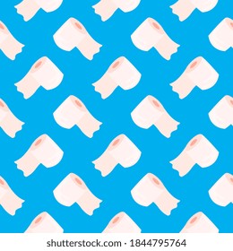 White toilet paper ,seamless pattern on blue background.
