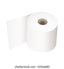 white toilet roll with perforations and realistic shadow