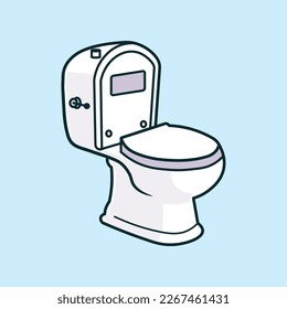 white toilet seat cartoon illustration on isolated background