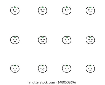 white tomato emoticon or smile icon for user interface