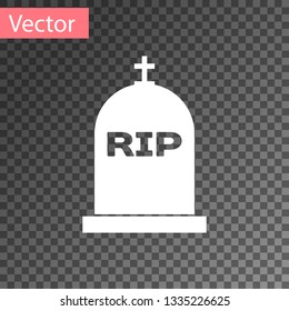 White Tombstone with RIP written on it icon isolated on transparent background. Grave icon. Vector Illustration