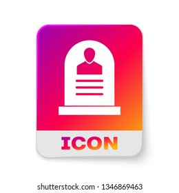 White Tombstone with RIP written on it icon isolated on white background. Grave icon. Rectangle color button. Vector Illustration