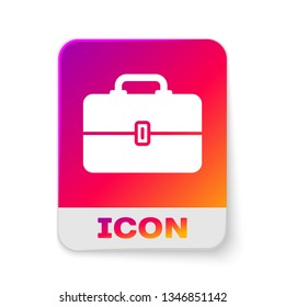 White Toolbox icon isolated on white background. Tool box sign. Rectangle color button. Vector Illustration