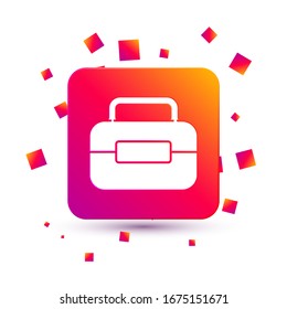 White Toolbox icon isolated on white background. Tool box sign. Square color button. Vector Illustration