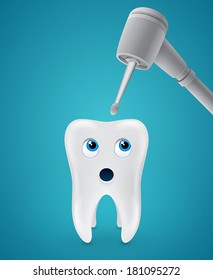 White tooth afraid metal dental drilling