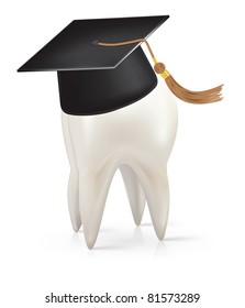 White tooth with a cap of the graduate