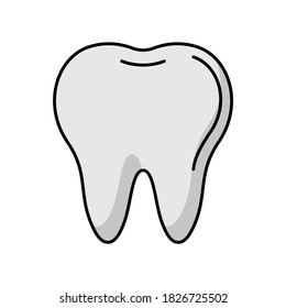 White Tooth Dental Clinic Hospital Medical Flat Line Icon