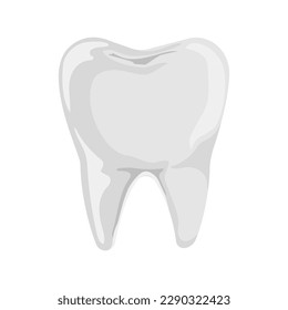 White tooth. Dental health and hygiene. Flat vector illustration isolated on white background.