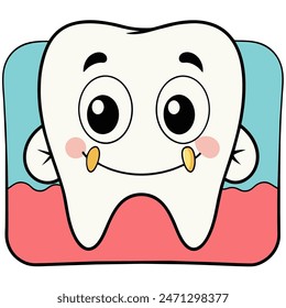 white tooth with eyes vector illustration