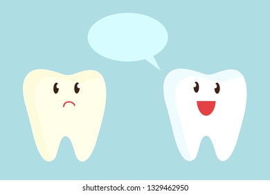 White tooth gives advice to the yellow tooth. Vector illustration.