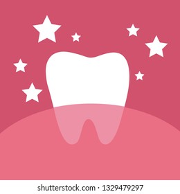 White tooth and gum. Vector illustration.