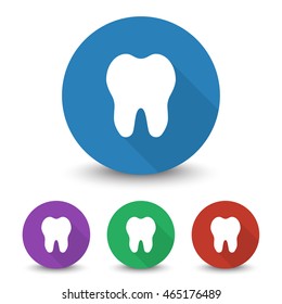 White Tooth icon in different colors set