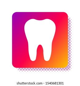 White Tooth icon isolated on white background. Tooth symbol for dentistry clinic or dentist medical center and toothpaste package. Square color button. Vector Illustration