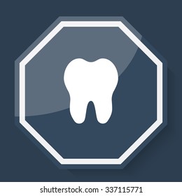 White Tooth icon on plum blue web app button