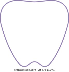 White Tooth Icon with Purple Outline – Dental Vector Illustration