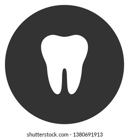 White Tooth Icon - Simple molar design inside dark gray circle