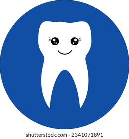 White tooth icon with smiling. Vector illustration