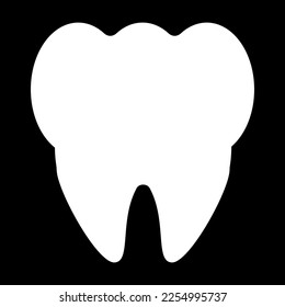 White tooth icon. Teeth dentist icon flat sign, symbol. Vector illustration isolated on black background.