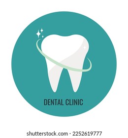 White tooth icon. Vector illustration. Logo or icon for dentistry.