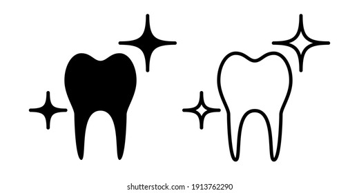 White tooth illustration icon vector set