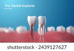 White tooth implant implant cut, healthy tooth or dental surgery.