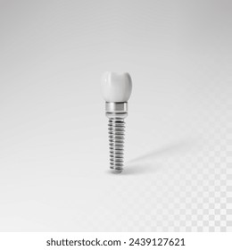 White tooth implant implant cut, healthy tooth or dental surgery.