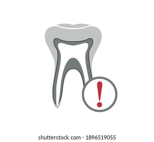 White tooth on a white background. Dental care, health and hygiene concept. Flat design icon. Vector illustration.
