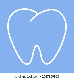 White tooth on blue background, human tooth dental icon, vector illustration