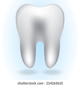 White tooth on blue background. Vector illustration