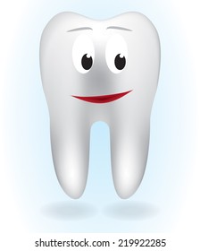 White tooth on blue background. Vector illustration
