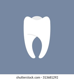 White Tooth on a dark background. Vector illustration for dentistry.