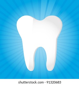 white tooth over blue background. vector illustration