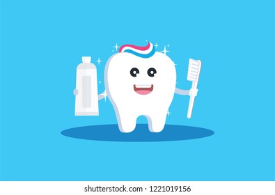 White tooth, with a paste and a brush, brushing teeth whitening teeth, a radiant tooth